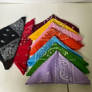 NWOT Set of Nine Paisley 100% Cotton Handkerchiefs/Scarves